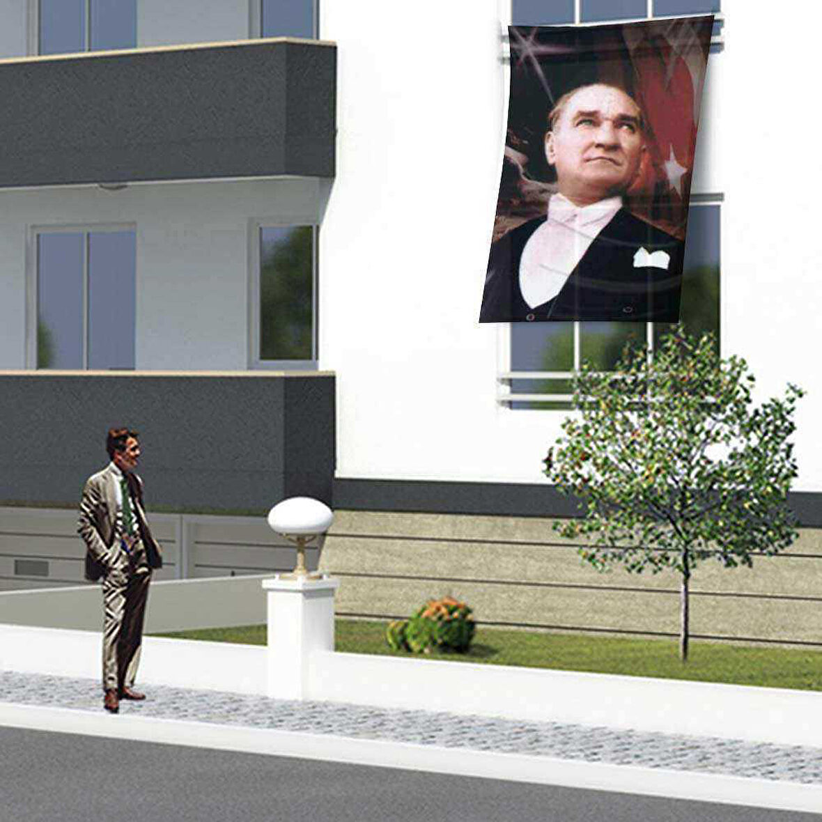 Ay-yıldız - Gazi Mustafa Kemal Atatürk Poster Cephe Bayrak -1,5x2,25 Metre