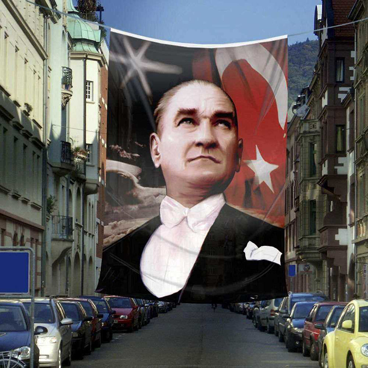 Ay Yıldız-sivil-takım Elbiseli Gazi Mustafa Kemal Atatürk Poster Dış Cephe Bayrak-6x9 Metre