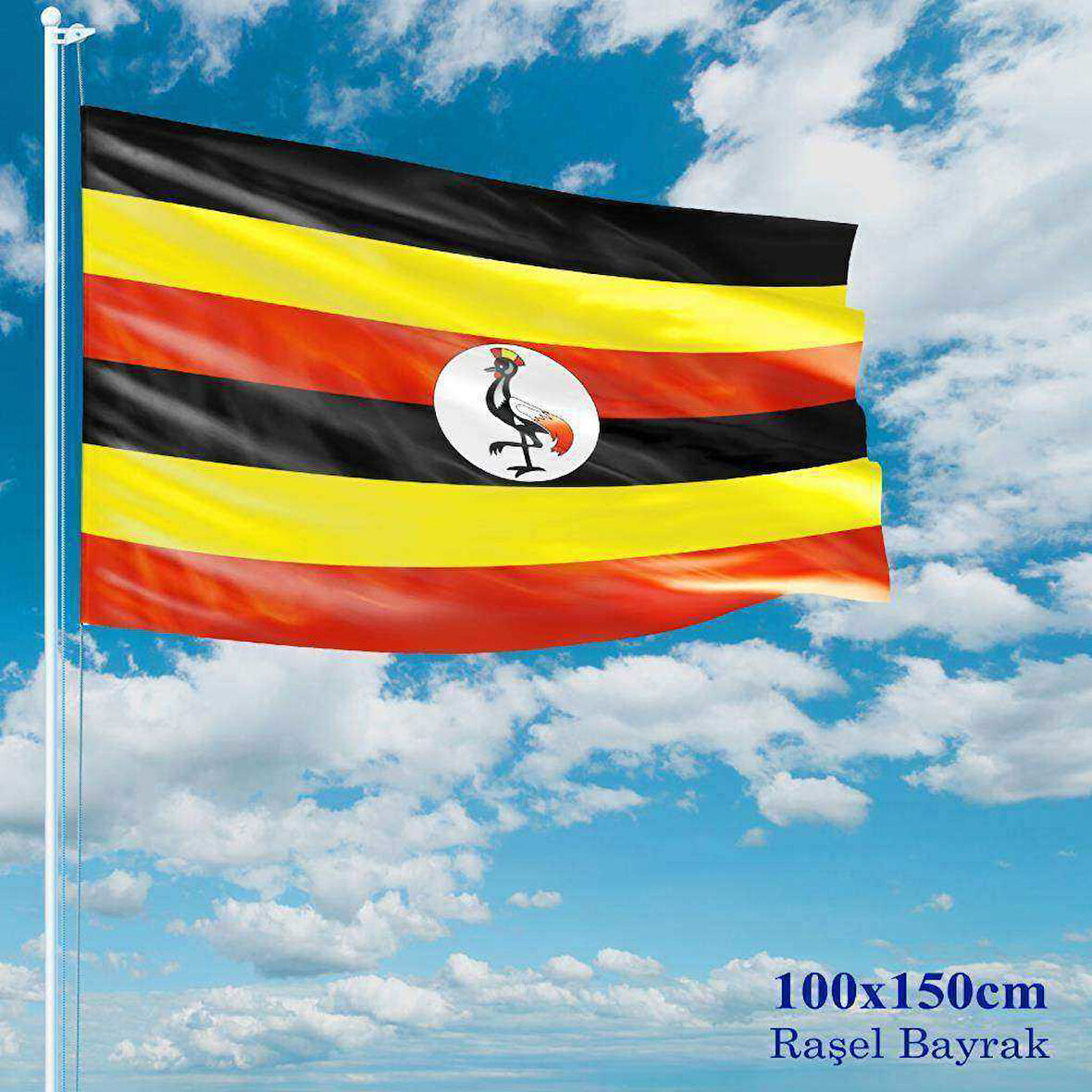Uganda Bayrağı - 100x150 Cm (1 Metre X 1,5 Metre) - Raşel Kumaş