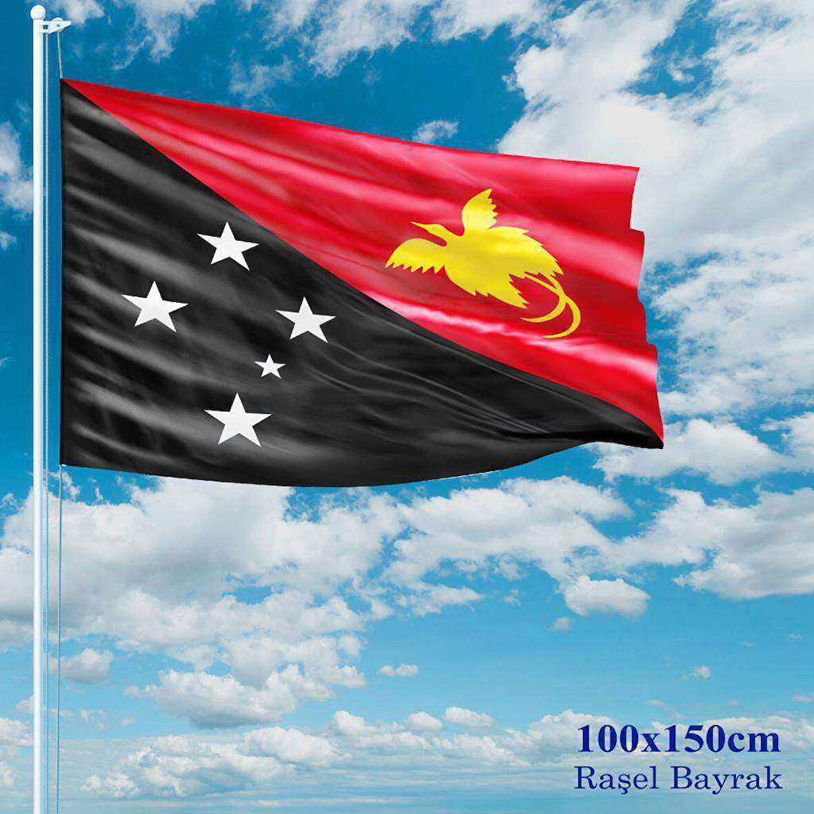 Papua Yeni Gine Bayrağı - 100x150 Cm (1 Metre X 1,5 Metre) - Raşel Kumaş