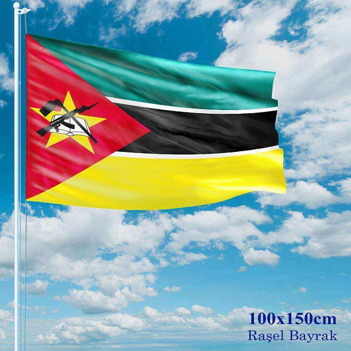 Mozambik Bayrağı - 100x150 Cm (1 Metre X 1,5 Metre) - Raşel Kumaş