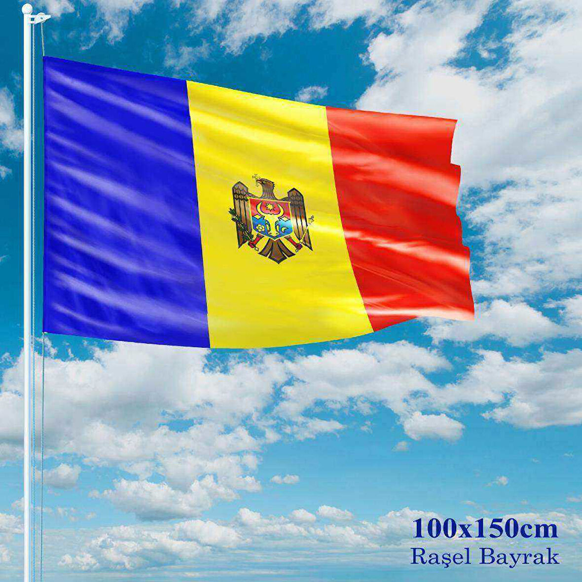Moldova Bayrağı - 100x150 Cm (1 Metre X 1,5 Metre) - Raşel Kumaş
