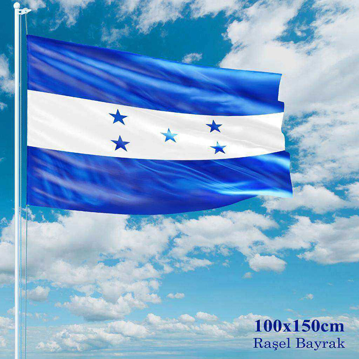 Hoduras Bayrağı - 100x150 Cm (1 Metre X 1,5 Metre) - Raşel Kumaş