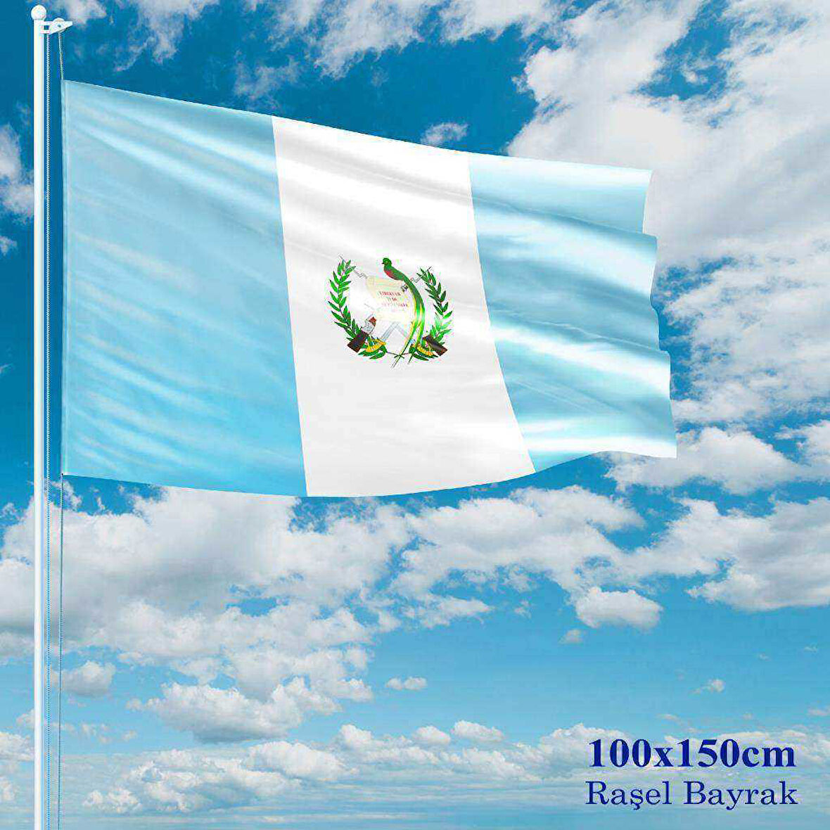 Guatemala Bayrağı - 100x150 Cm (1 Metre X 1,5 Metre) - Raşel Kumaş