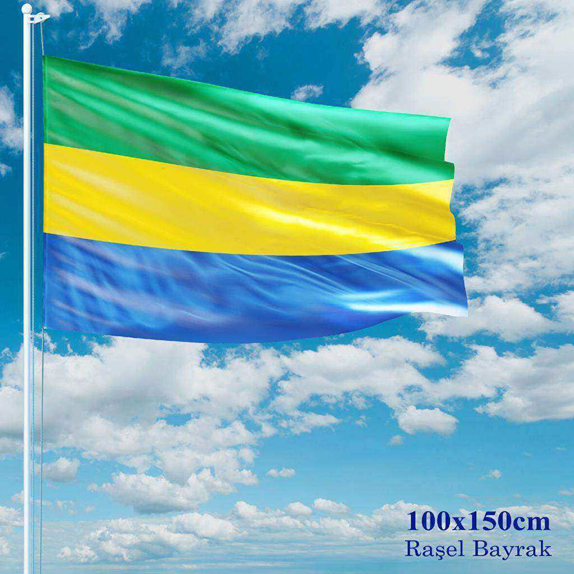 Gabon Bayrağı - 100x150 Cm (1 Metre X 1,5 Metre) - Raşel Kumaş