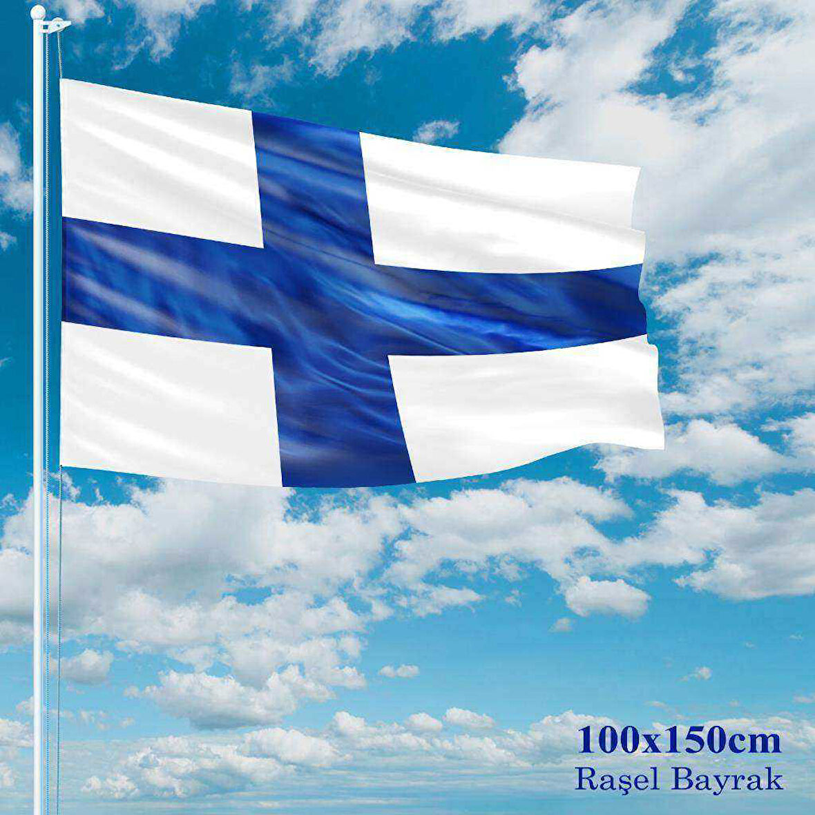 Finlandiya Bayrağı - 100x150 Cm (1 Metre X 1,5 Metre) - Raşel Kumaş