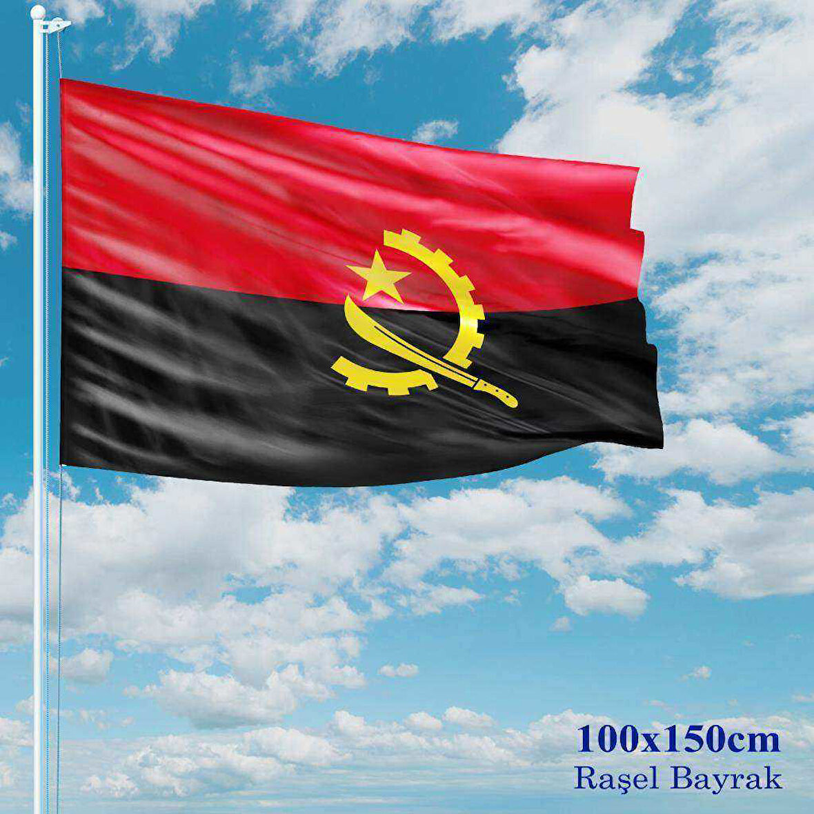 Angola Bayrağı - 100x150 Cm (1 Metre X 1,5 Metre) - Raşel Kumaş