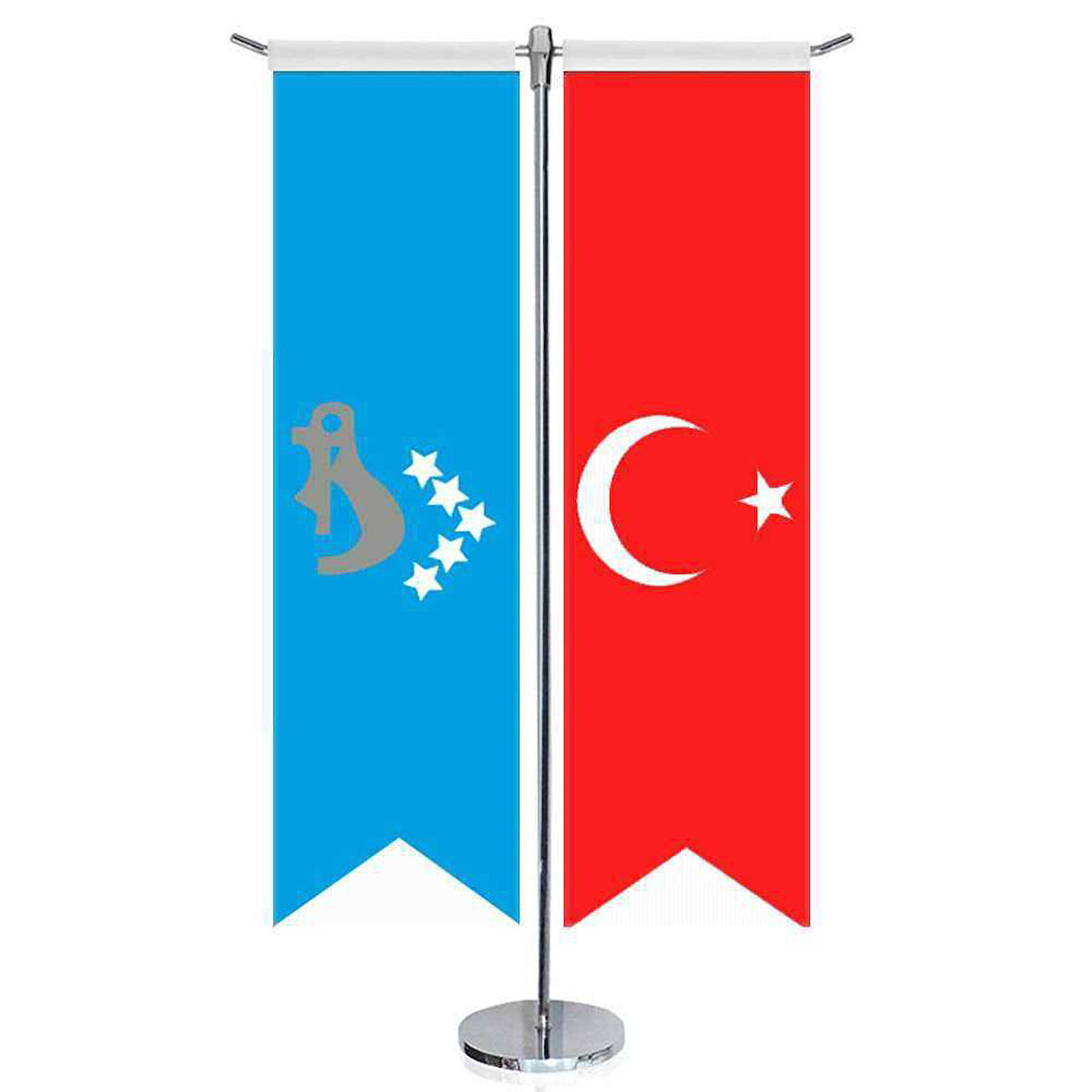 Hazar Kağanlığı Bayrağı - 17 Türk Devletleri Ve Türkiye - Kırlangıç - Saten T Direk 2li Masa Bayrağı