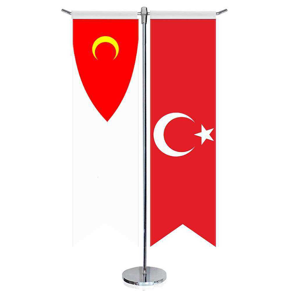 Germiyanoğulları Beyliği Bayrağı Ve Türkiye - Kırlangıç -saten T Direk 2li Masa Bayrağı