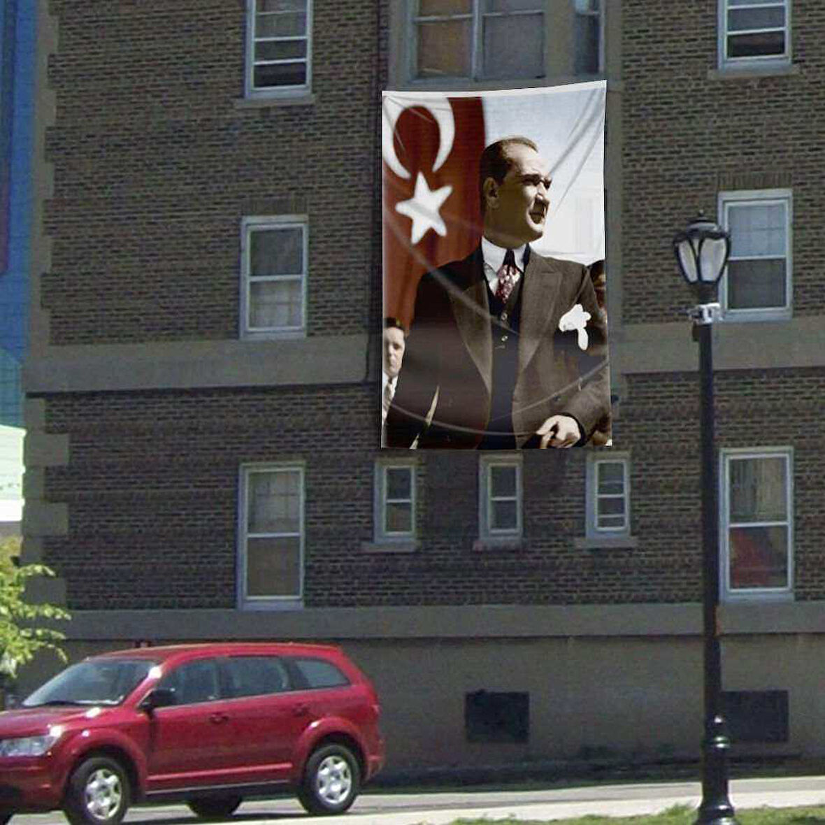 Ay Yıldız - Sivil Mustafa Kemal Atatürk Poster Cephe Bayrağı - 3x4,5 Metre
