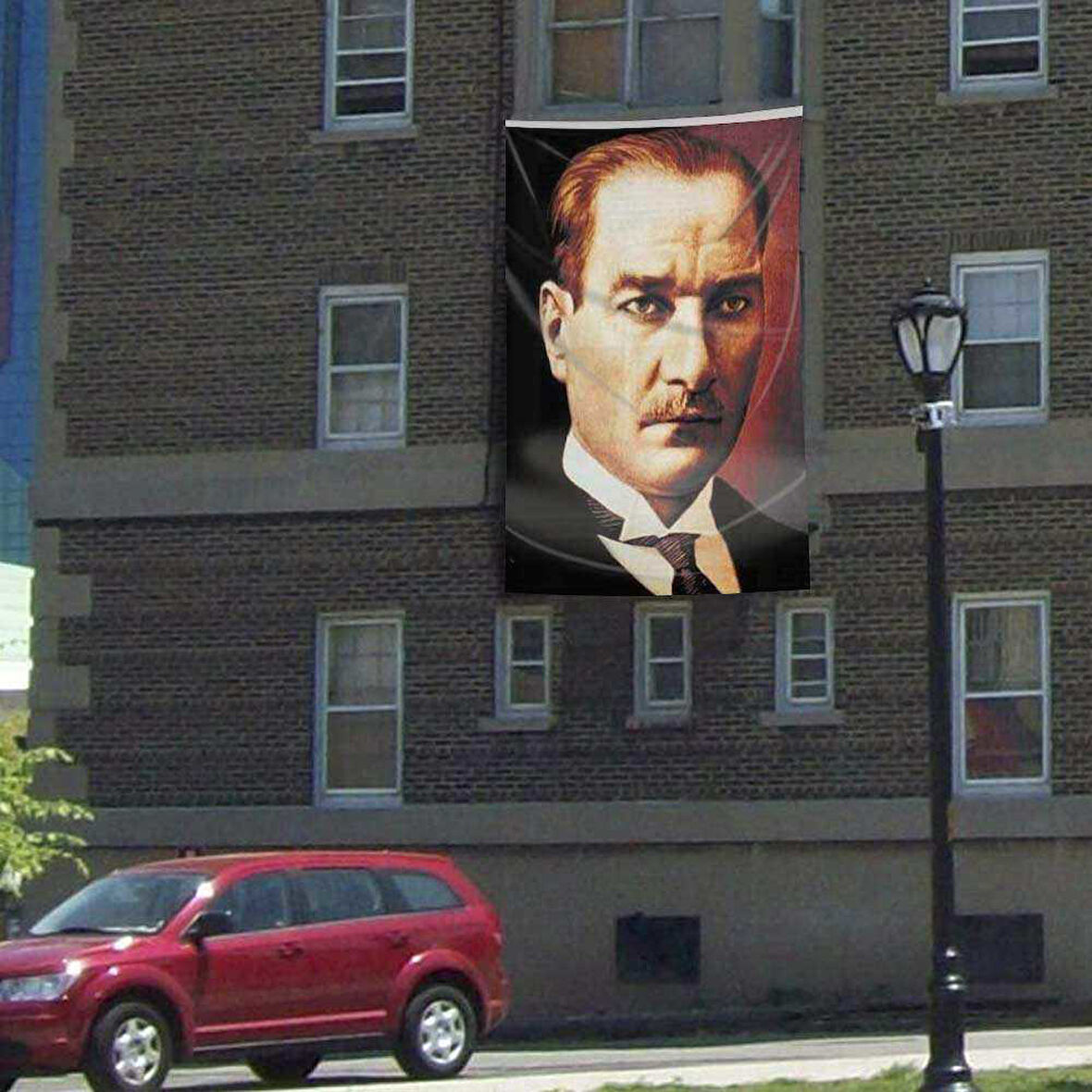 Sivil Gazi Mustafa Kemal Atatürk Portre Poster Cephe Bayrağı - 3x4,5 Metre