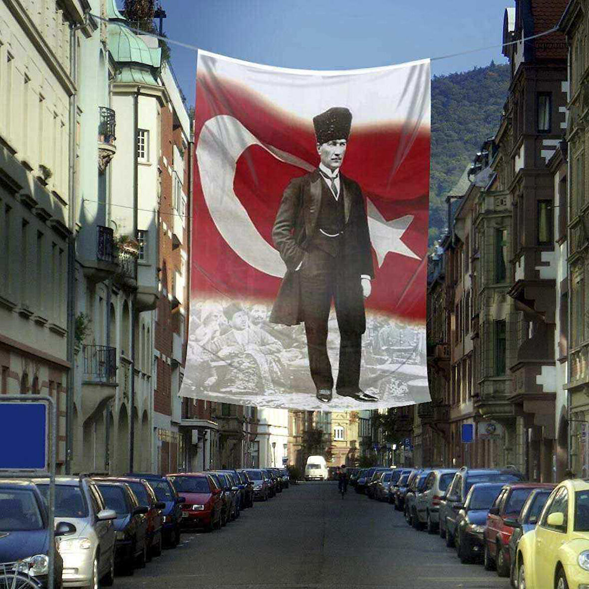 Ay Yıldızlı Mustafa Kemal Atatürk Poster Cephe Bayrak -400x600cm -4x6 Metre