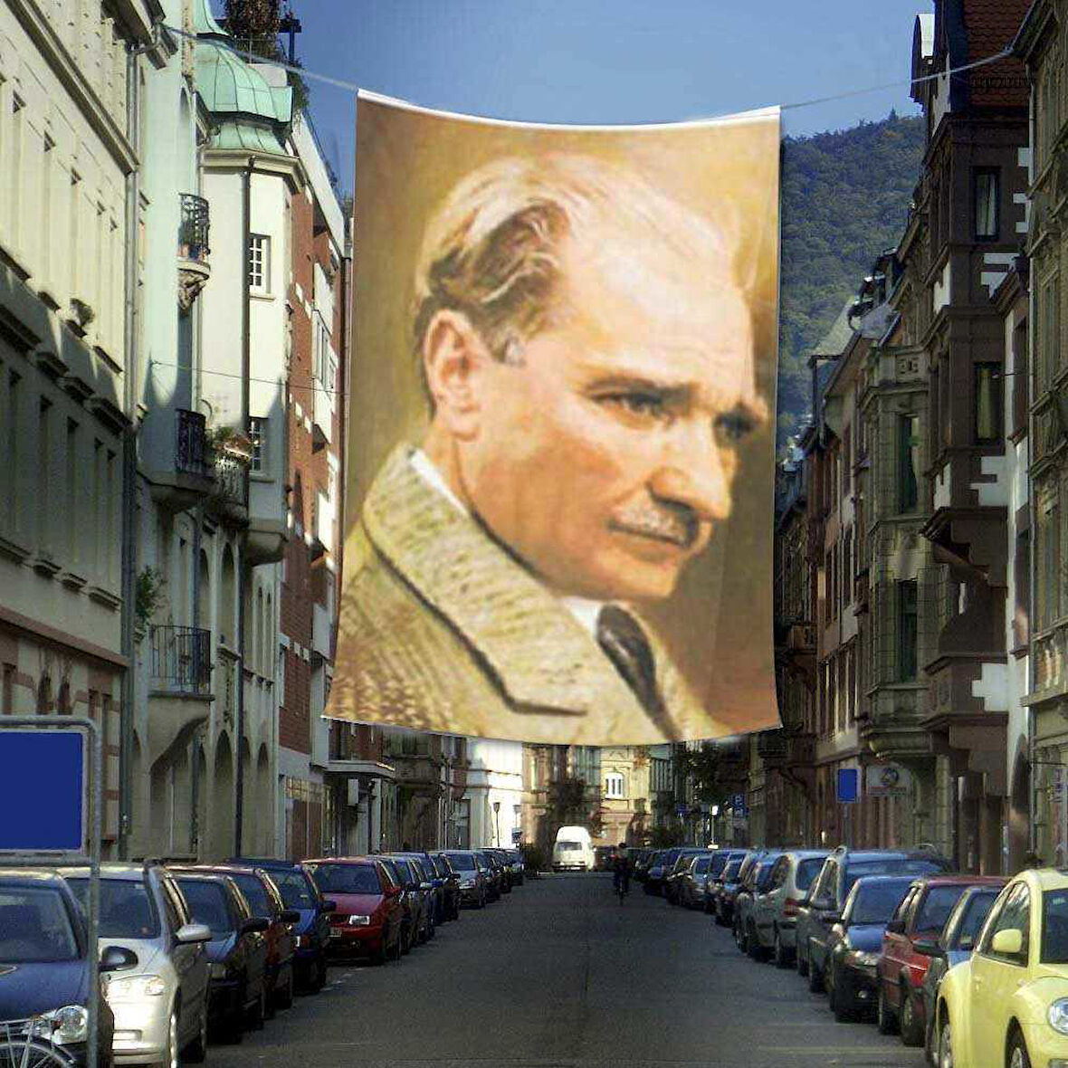Mustafa Kemal Atatürk Portre Cephe Poster Bayrak -400x600cm -4x6 Metre