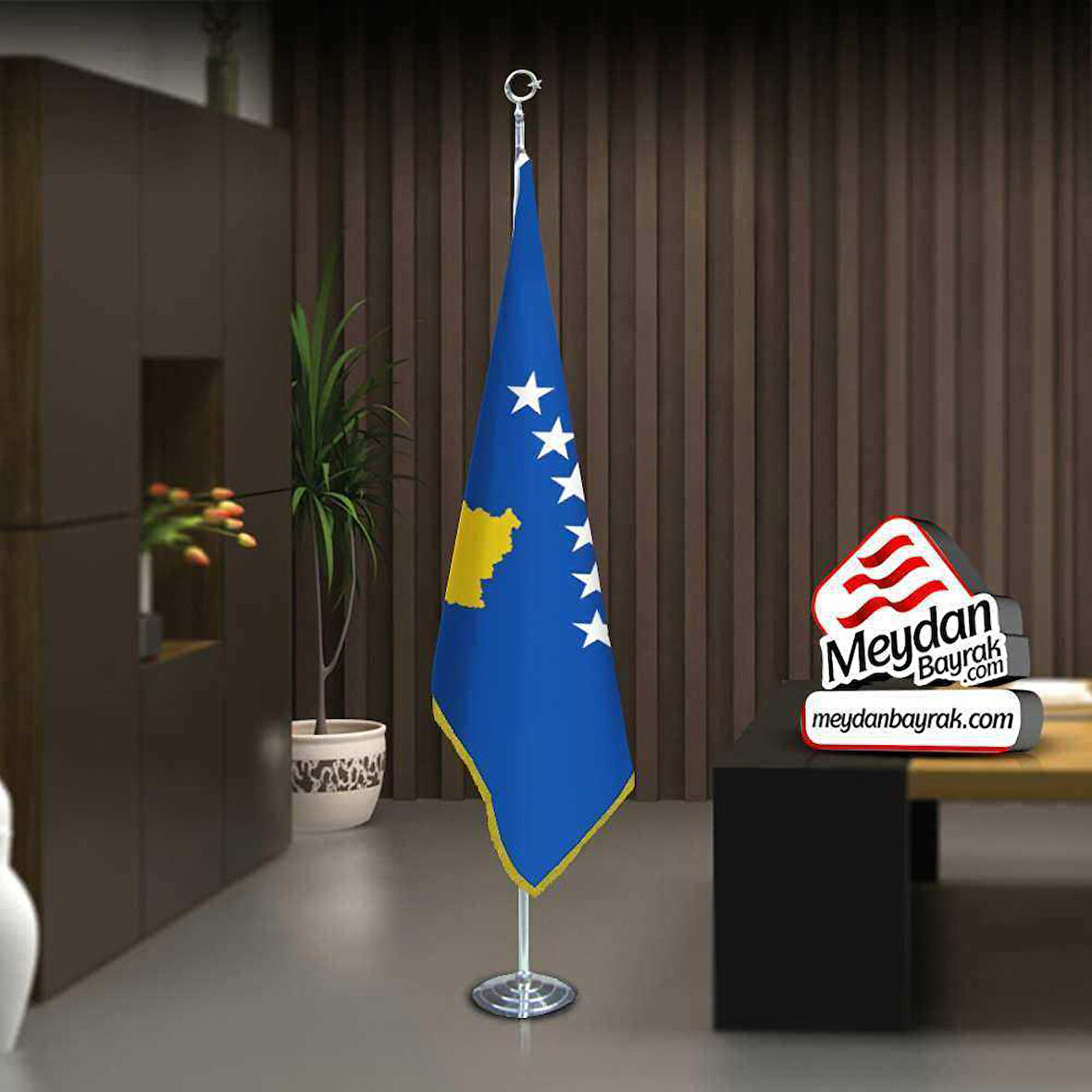 Kosova Cumhuriyeti Bayrak -ofis -makam-toplantı Odaları -direkli -saçaklı Makam Bayrağı