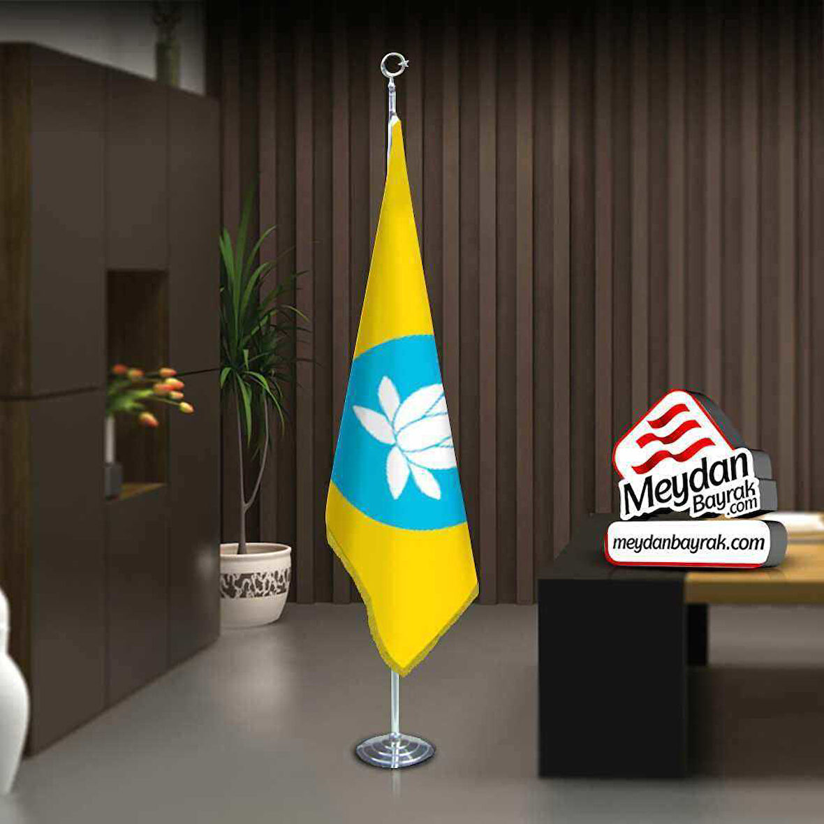 Kalmukya Cumhuriyeti Bayrak -ofis -makam-toplantı Odaları -direkli -saçaklı Makam Bayrağı