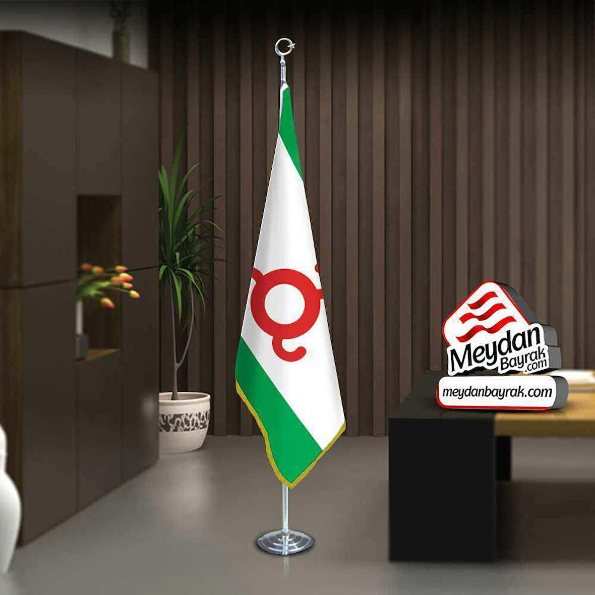 İnguşetya Cumhuriyeti Bayrak -ofis -makam-toplantı Odaları -direkli -saçaklı Makam Bayrağı