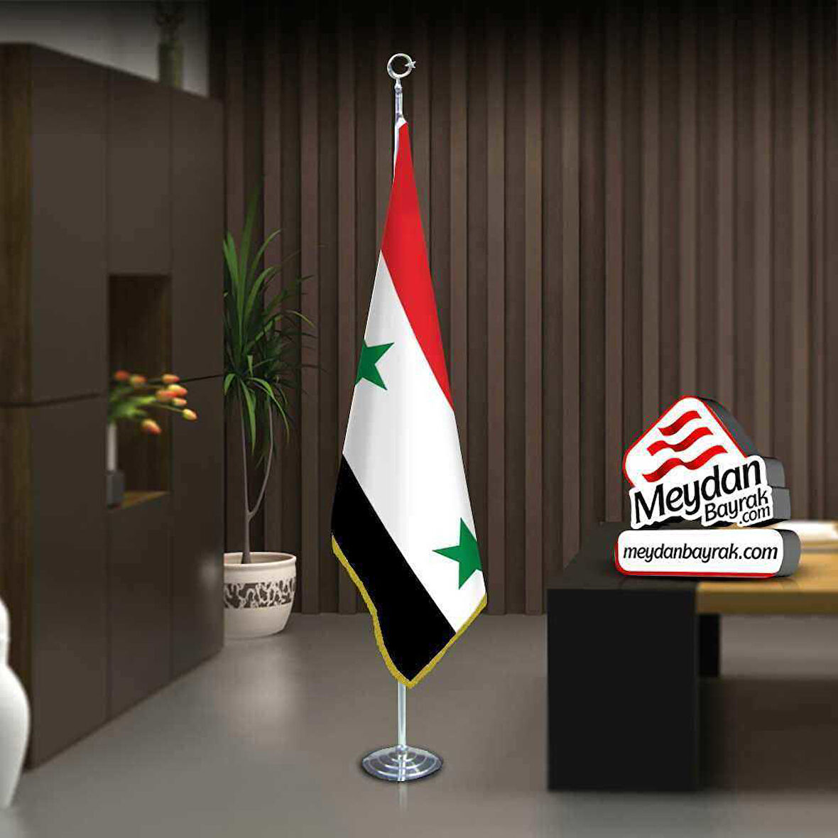 Suriye Arap Cumhuriyeti Bayrak -ofis -makam-toplantı Odaları -direkli -saçaklı Makam Bayrağı
