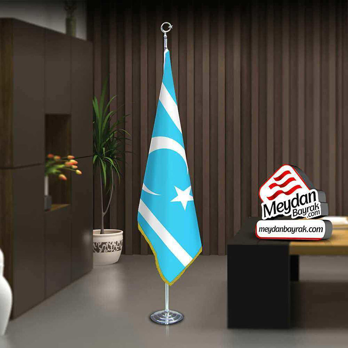 Irak Türkmenleri Bayrak -ofis -makam-toplantı Odaları -direkli -saçaklı Makam Bayrağı