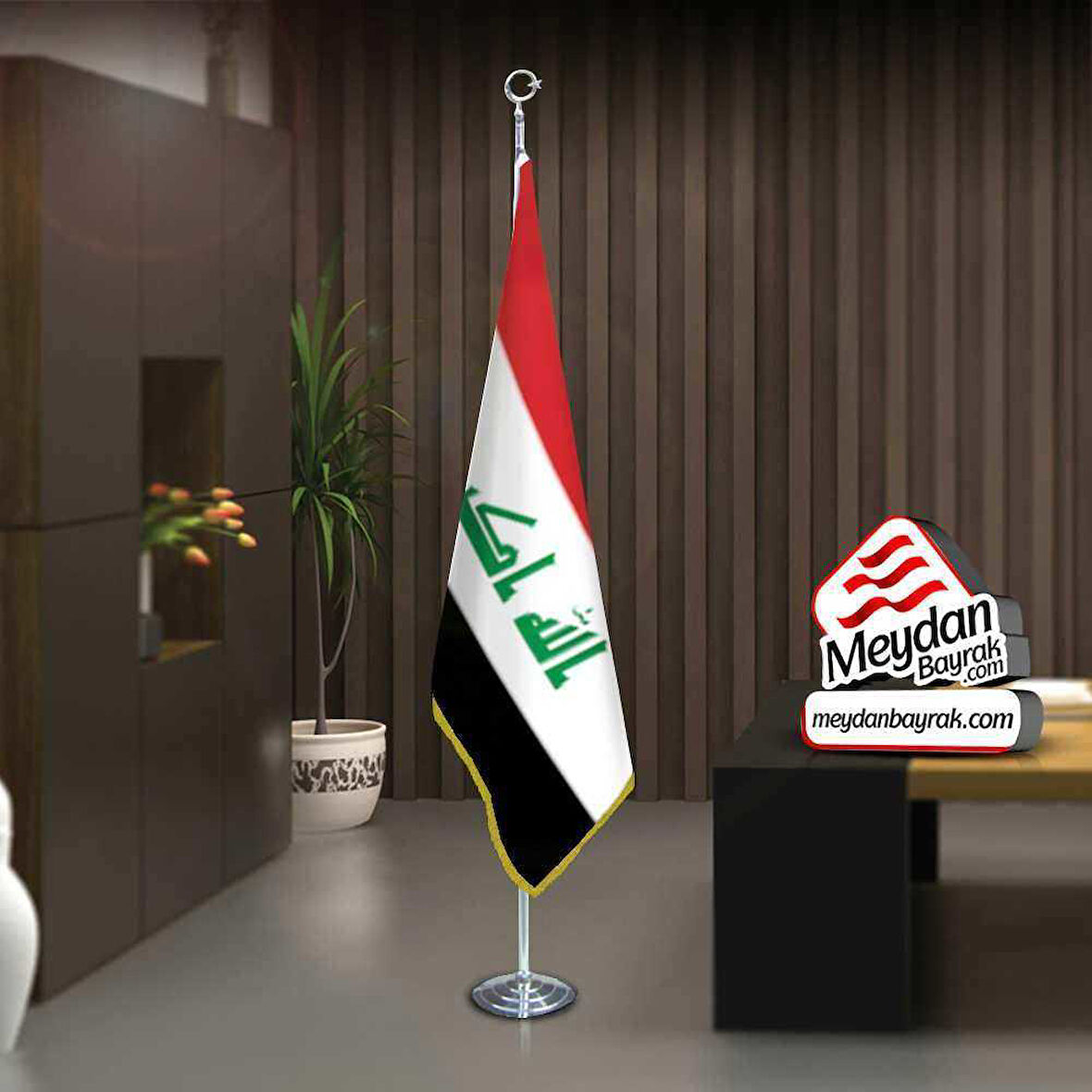 Irak Cumhuriyeti Bayrak -ofis -makam-toplantı Odaları -direkli -saçaklı Makam Bayrağı