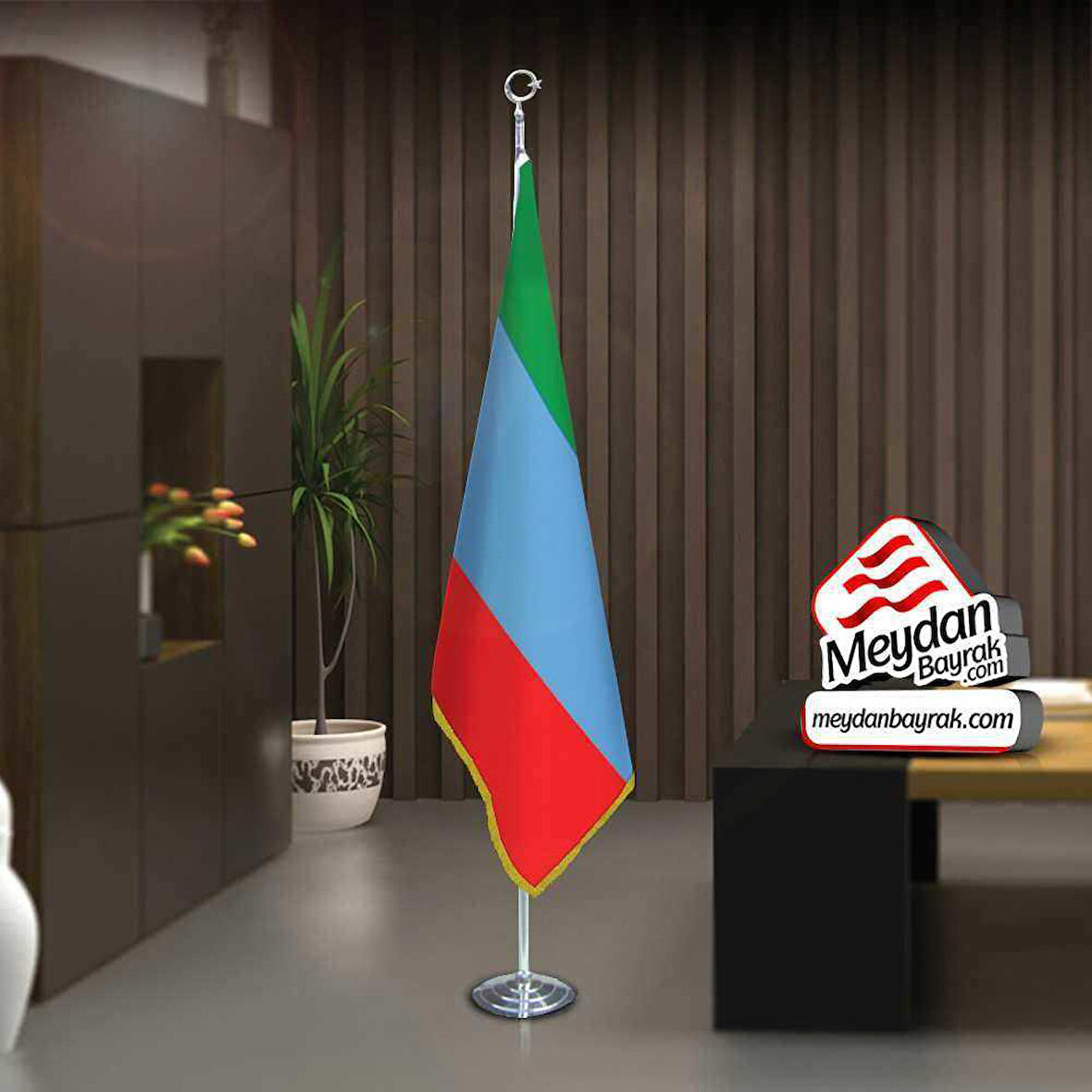 Dağıstan Cumhuriyeti Ocağı Bayrak -ofis -makam-toplantı Odaları -direkli -saçaklı Makam Bayrağı