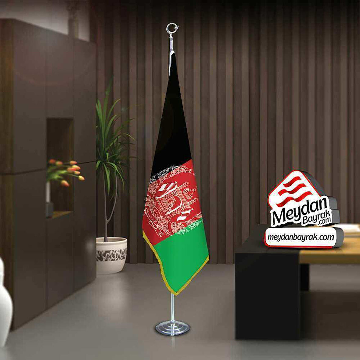 Afganistan İslam Cumhuriyeti Bayrak -ofis -makam-toplantı Odaları -direkli -saçaklı Makam Bayrağı
