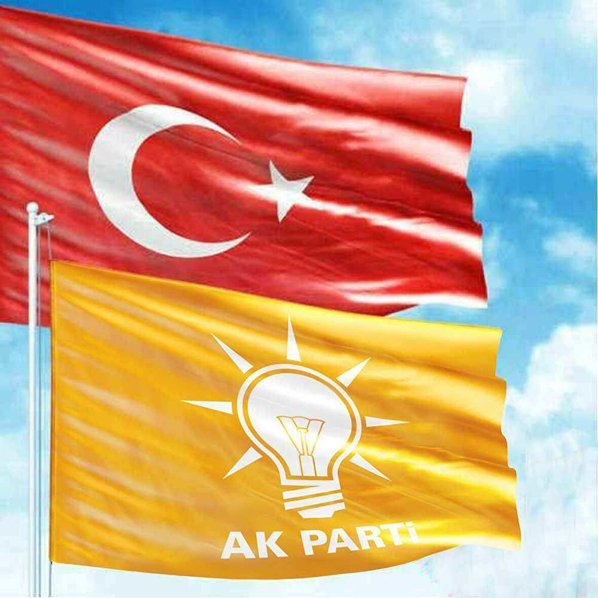 Alpaka Türk Bayrağı, Turuncu Ak Parti (akp) 2 Bayrak Set -70x105 Cm