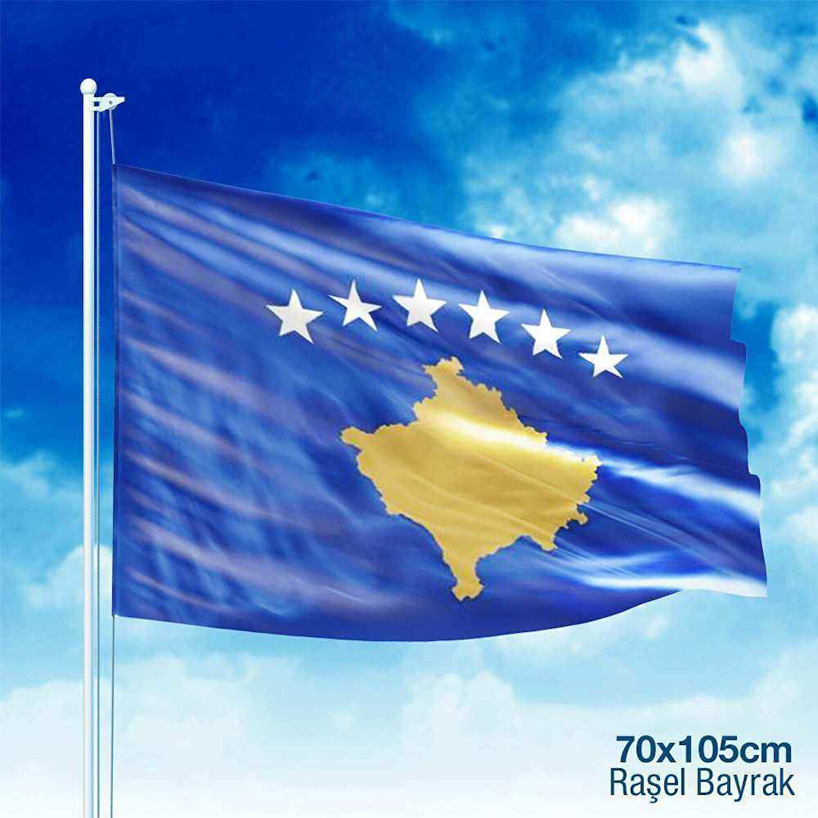 Kosova Cumhuriyeti Bayrağı Raşel Kumaş -bayrak -70x105 Cm