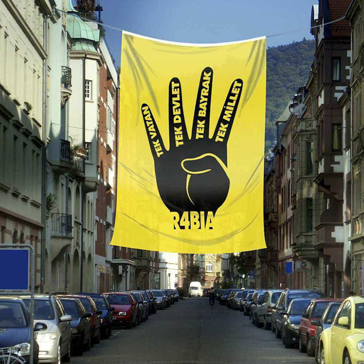 Raşel Kumaş Rabia Bayrak -( Tek Vatan, Tek Devlet, Tek Bayrak, Tek Millet ) 400x600 Cm