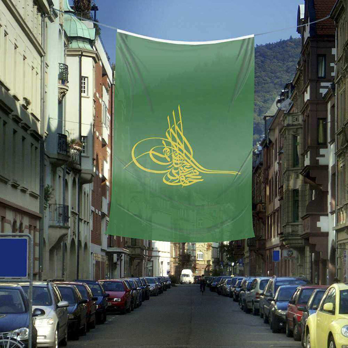 Osmanlı Tuğrası Bayrağı Yeşil Tuğra Raşel Bayrak 400x600 Cm