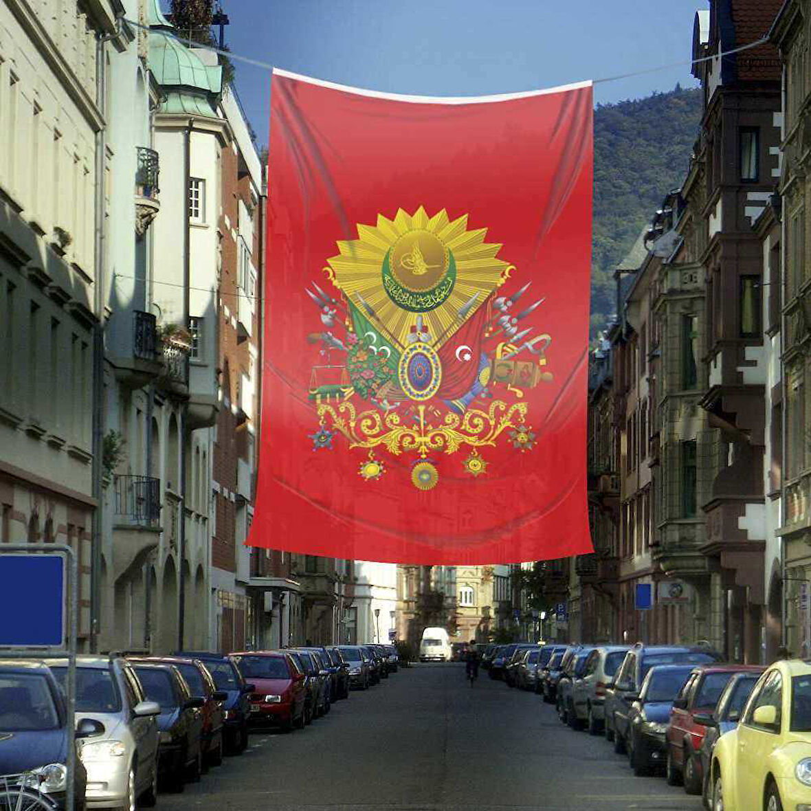 Kırmızı Osmanlı Arması Sancak Bayrak 400x600 Cm Raşel Kumaş