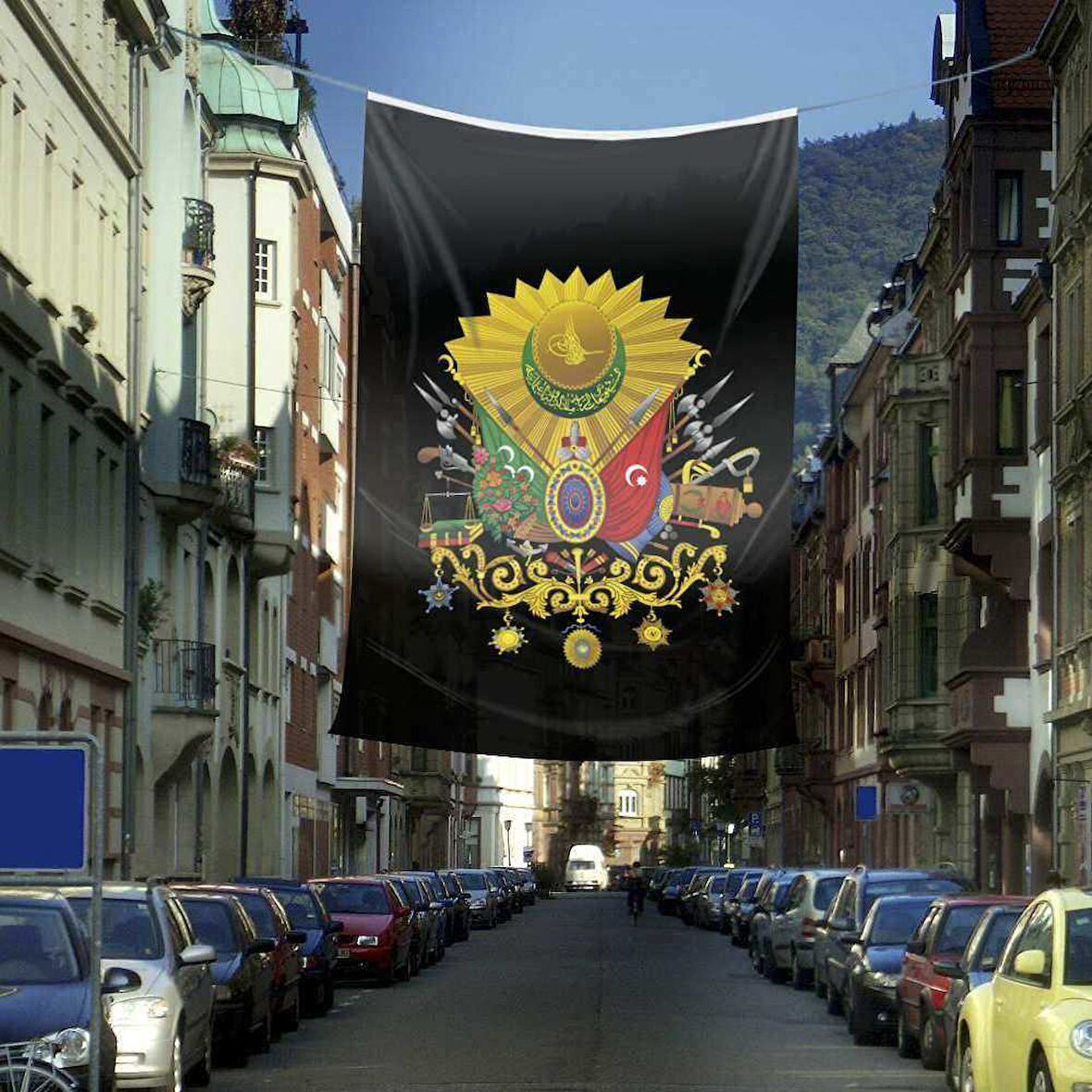 Siyah Osmanlı Arması Sancağı Bayrak - Flama - Raşel Kulmaş 400x600 Cm