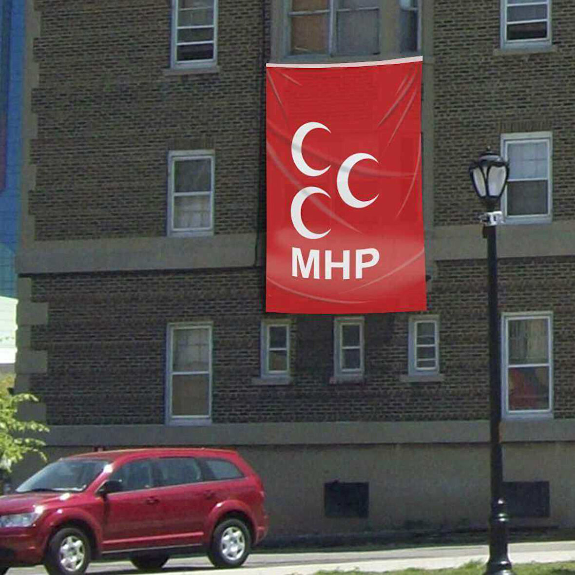 Bozkurt Hilal Kırmızı Sancak Bayrak Mhp Raşel Kumaş (300x450 Cm) Flama