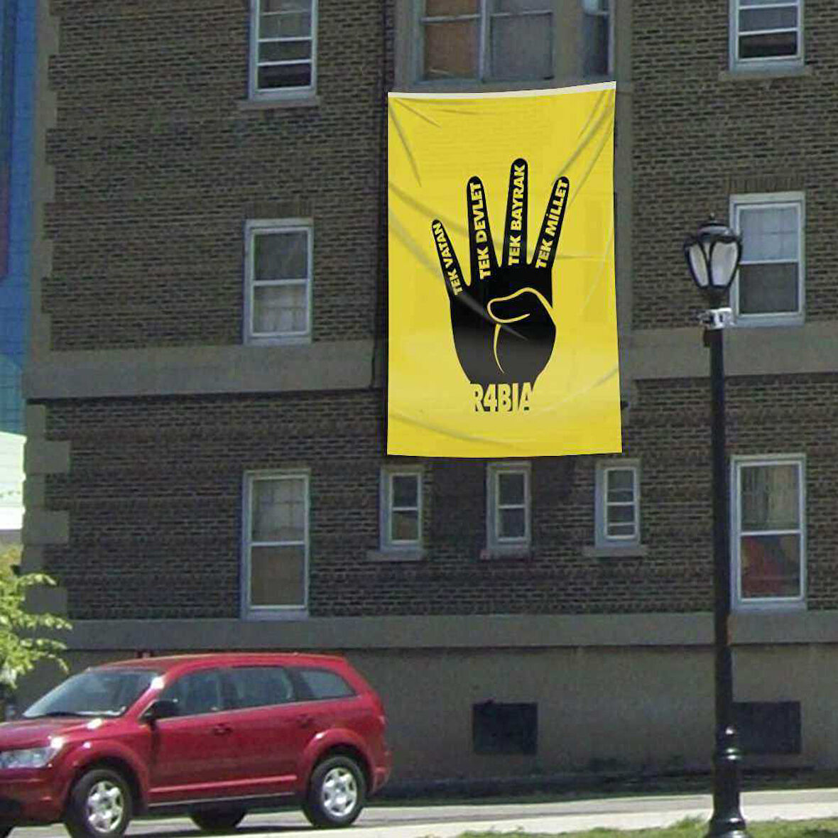 Rabia -tek Devlet, Bayrak, Millet, Vatan - 300x450 Cm Raşel Kumaş