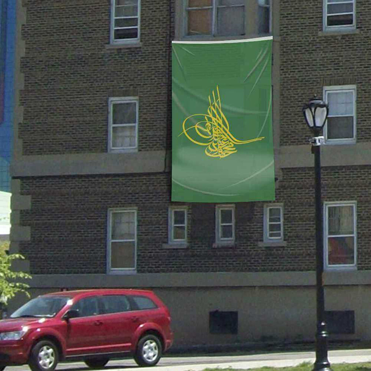 Osmanlı Tuğrası Bayrağı Yeşil Tuğra Raşel Bayrak 300x450cm