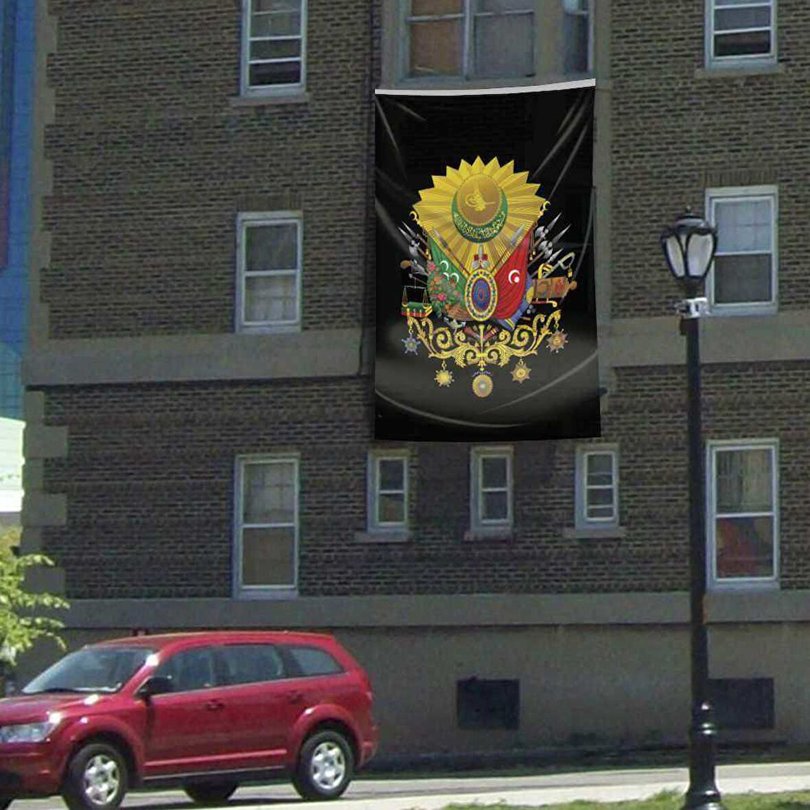 Siyah Osmanlı Arması Sancağı Bayrak 300x450 Cm