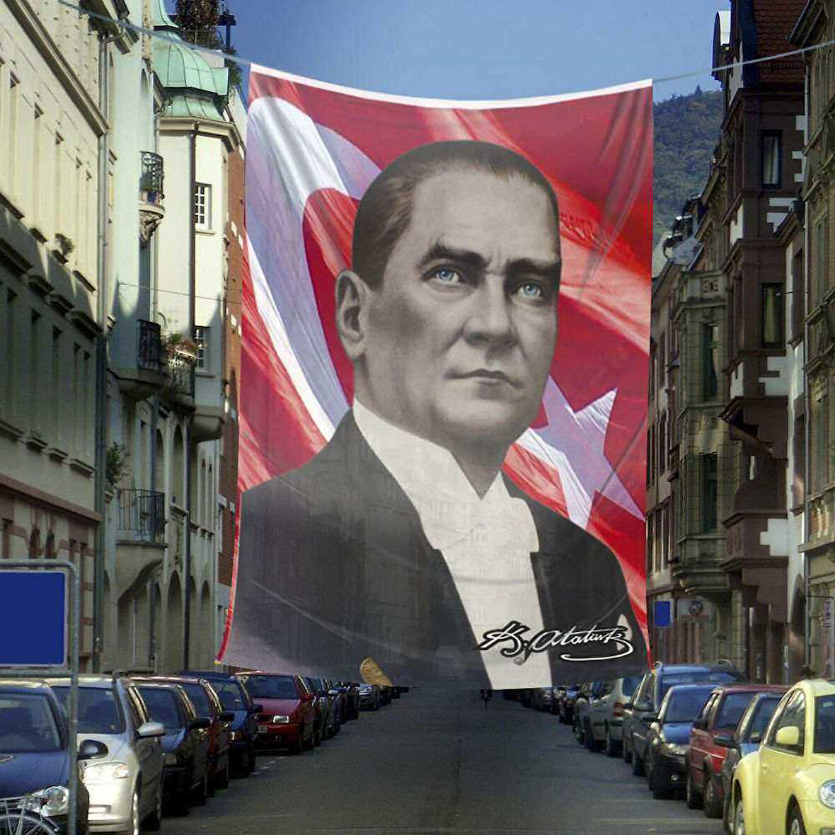 Sivil Mustafa Kemal Atatürk Ay-yıldız Poster Dış Cephe Bayrak- 6x9 Metre