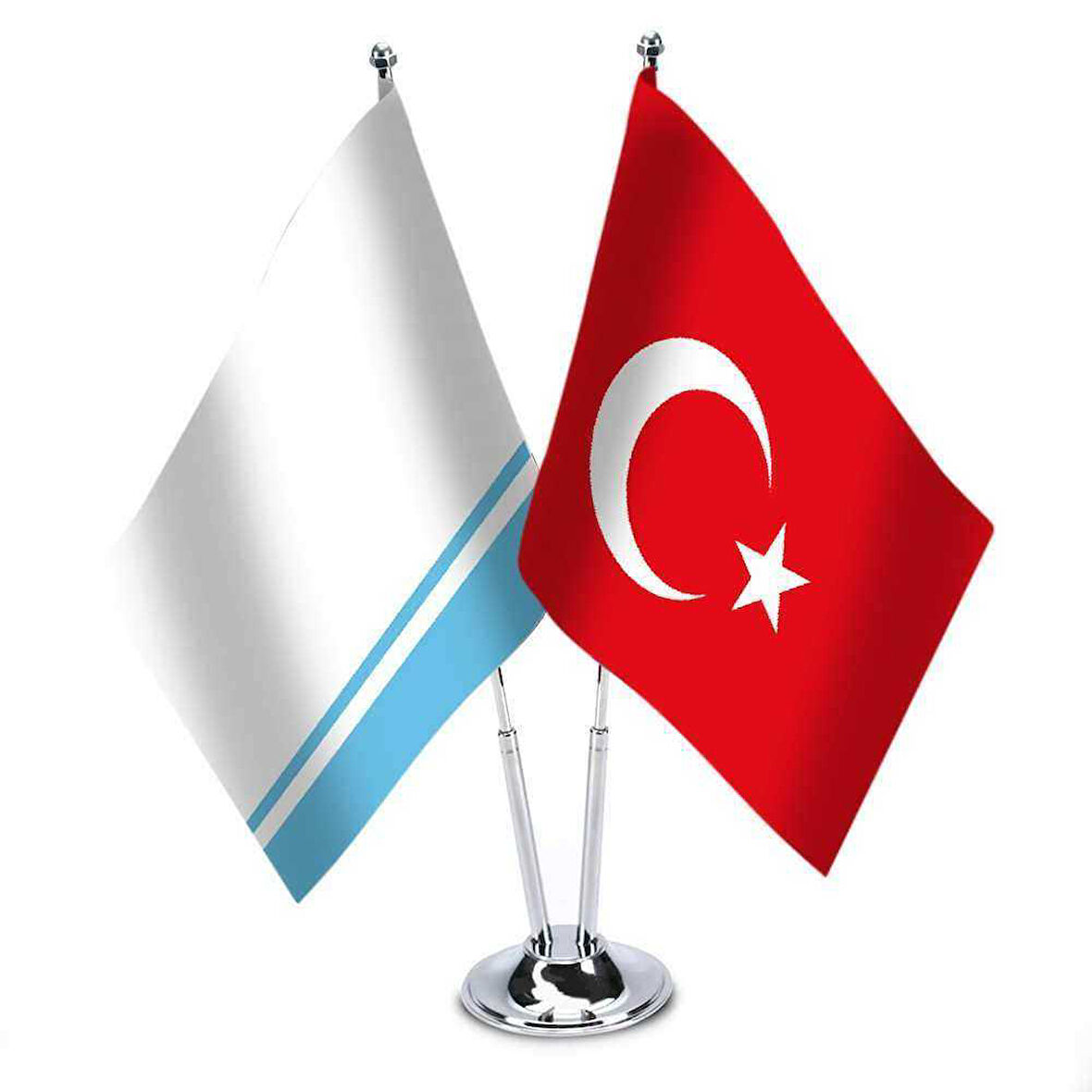 Dağlık Altay - Türkiye -ikili Saten Masa Bayrağı