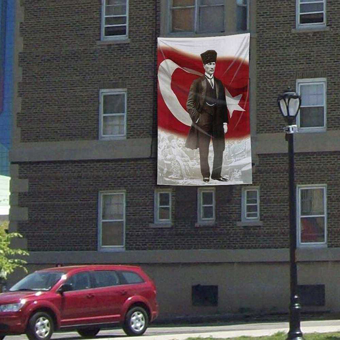 Ay Yıldızlı Kalpaklı Gazi Mustafa Atatürk Poster Dış Cephe Bayrak -300x450cm- 3x4,5metre