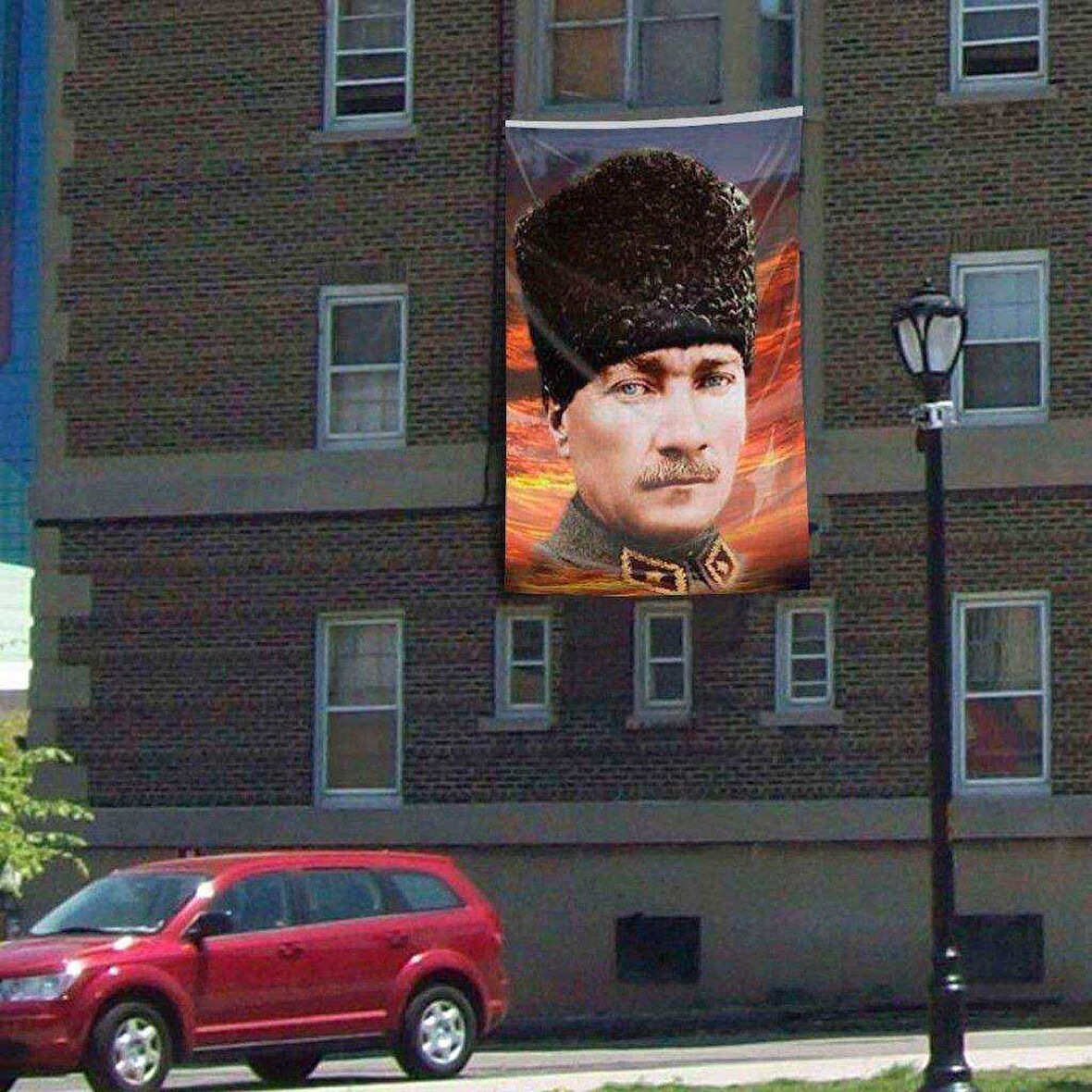 Kalpaklı Atatürk Poster Cephe Bayrak -300x450cm - 3x4,5 Metre