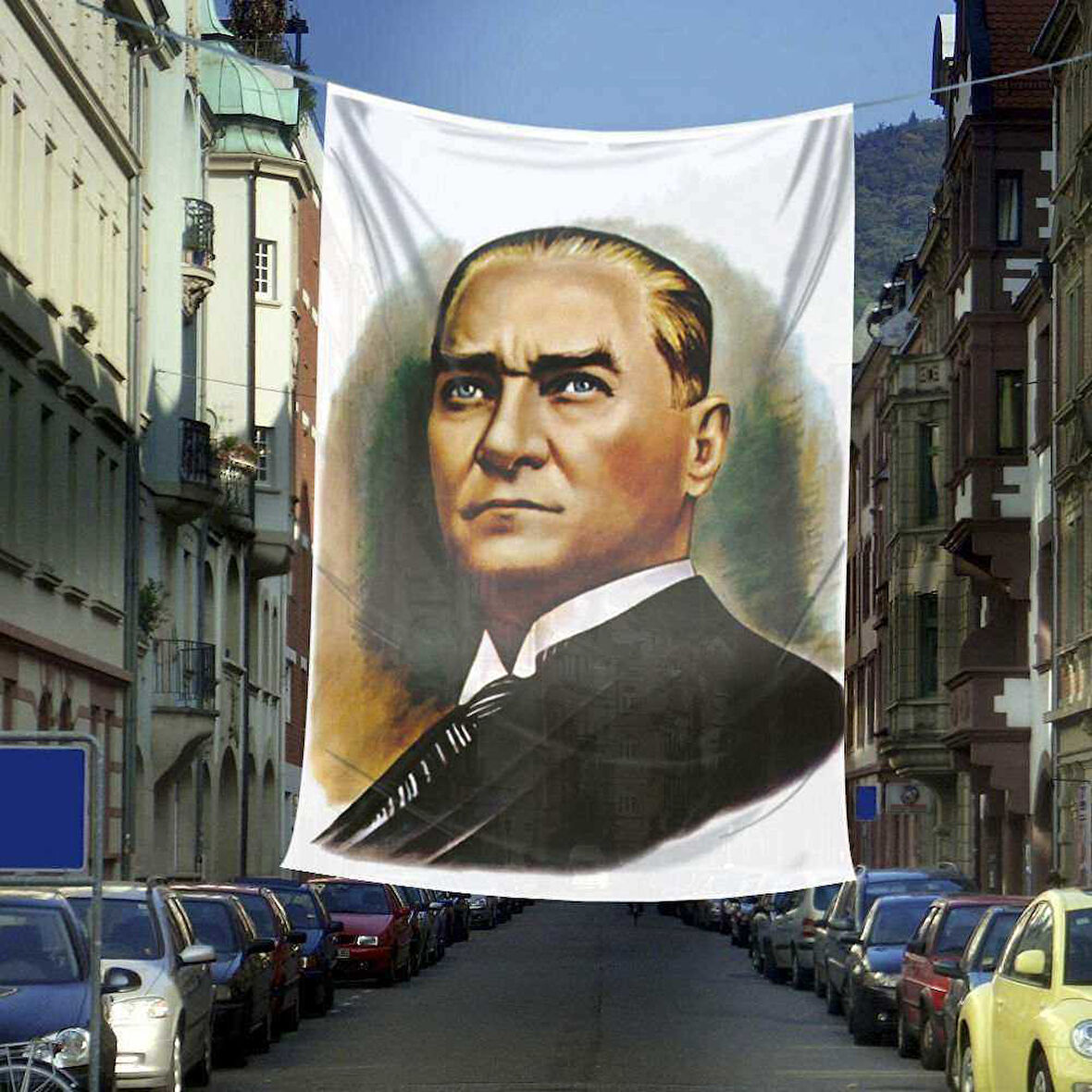 Mustafa Kemal Atatürk Portre Cephe Poster Bayrak -400x600cm - 4 X 6 Metre