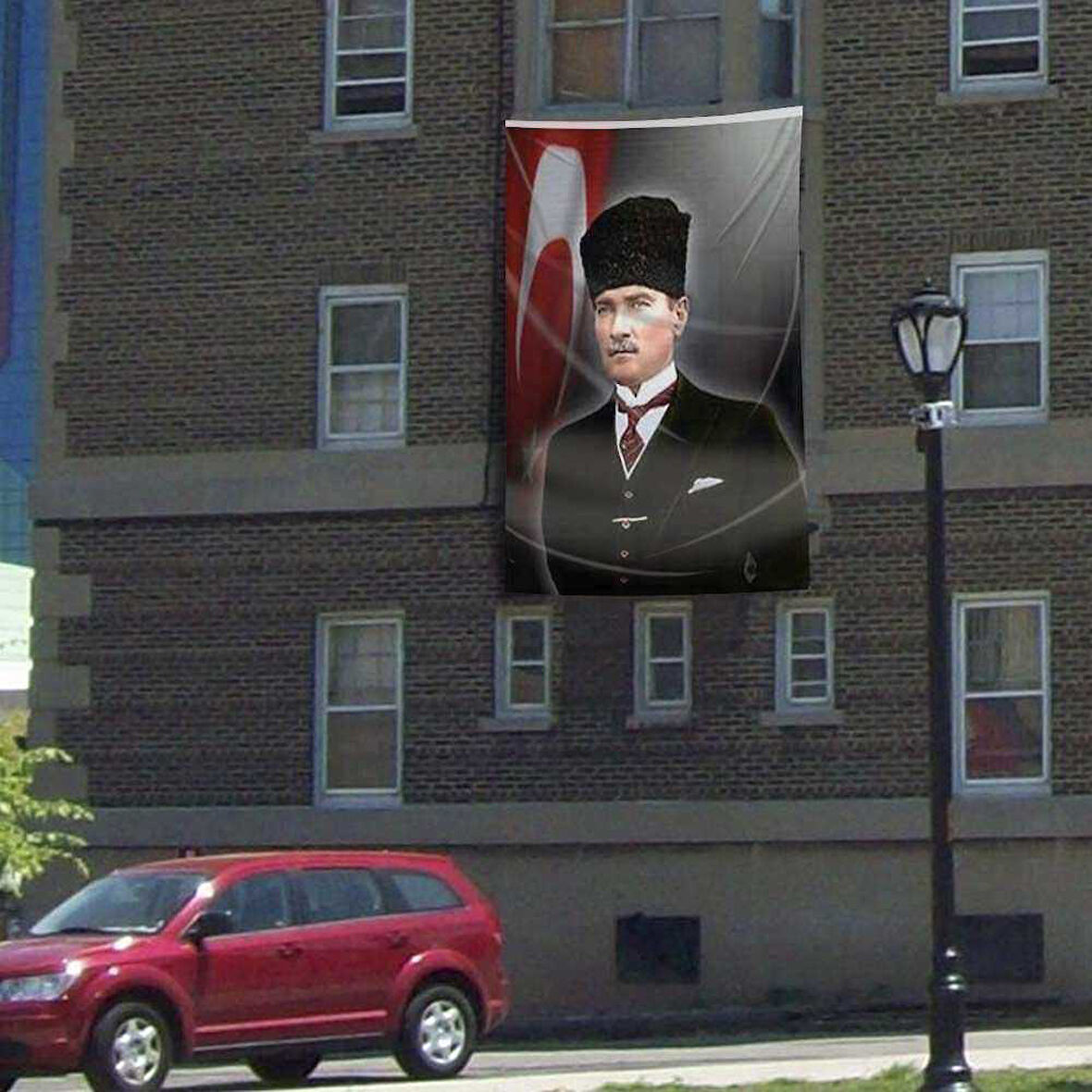 Kalpaklı Mustafa Kemal Atatürk Cephe Poster Bayrak -300x450cm - 3x4,5 Metre