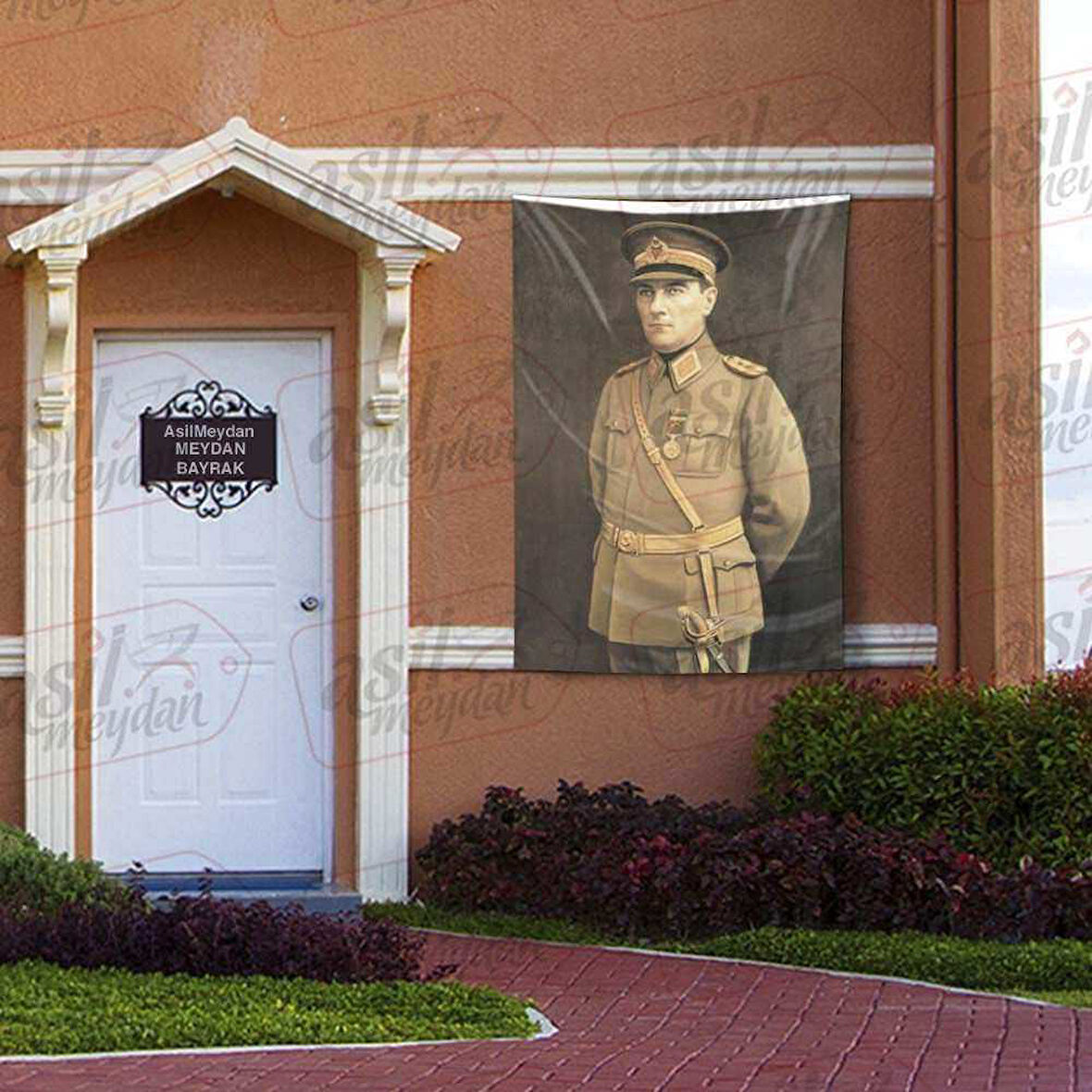 Askeri Üniformalı Gazi Mustafa Kemal Atatürk - Poster Bayrak 100x150 Cm