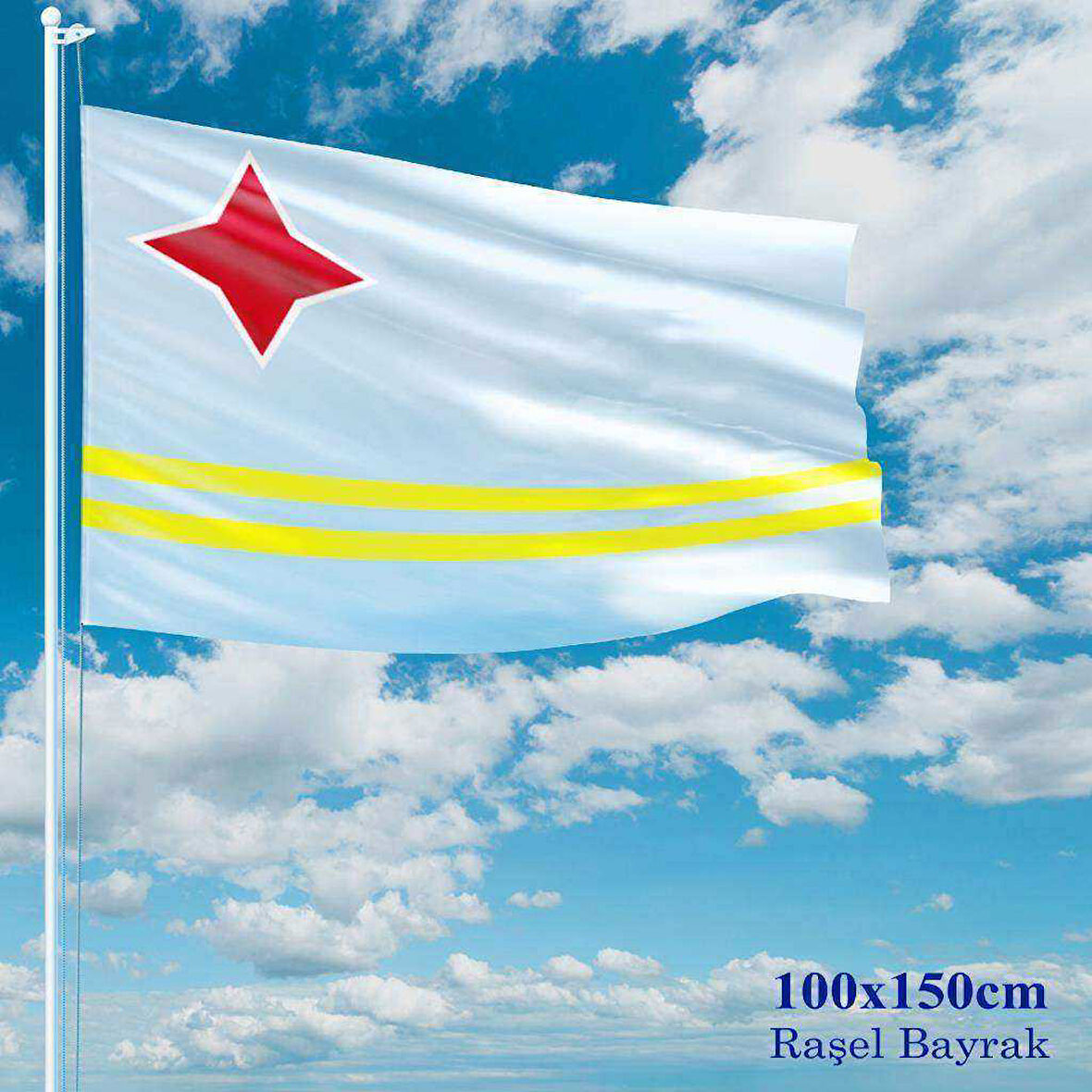 Aruba Bayrağı - 100x150 Cm (1 Metre X 1,5 Metre) - Raşel Kumaş
