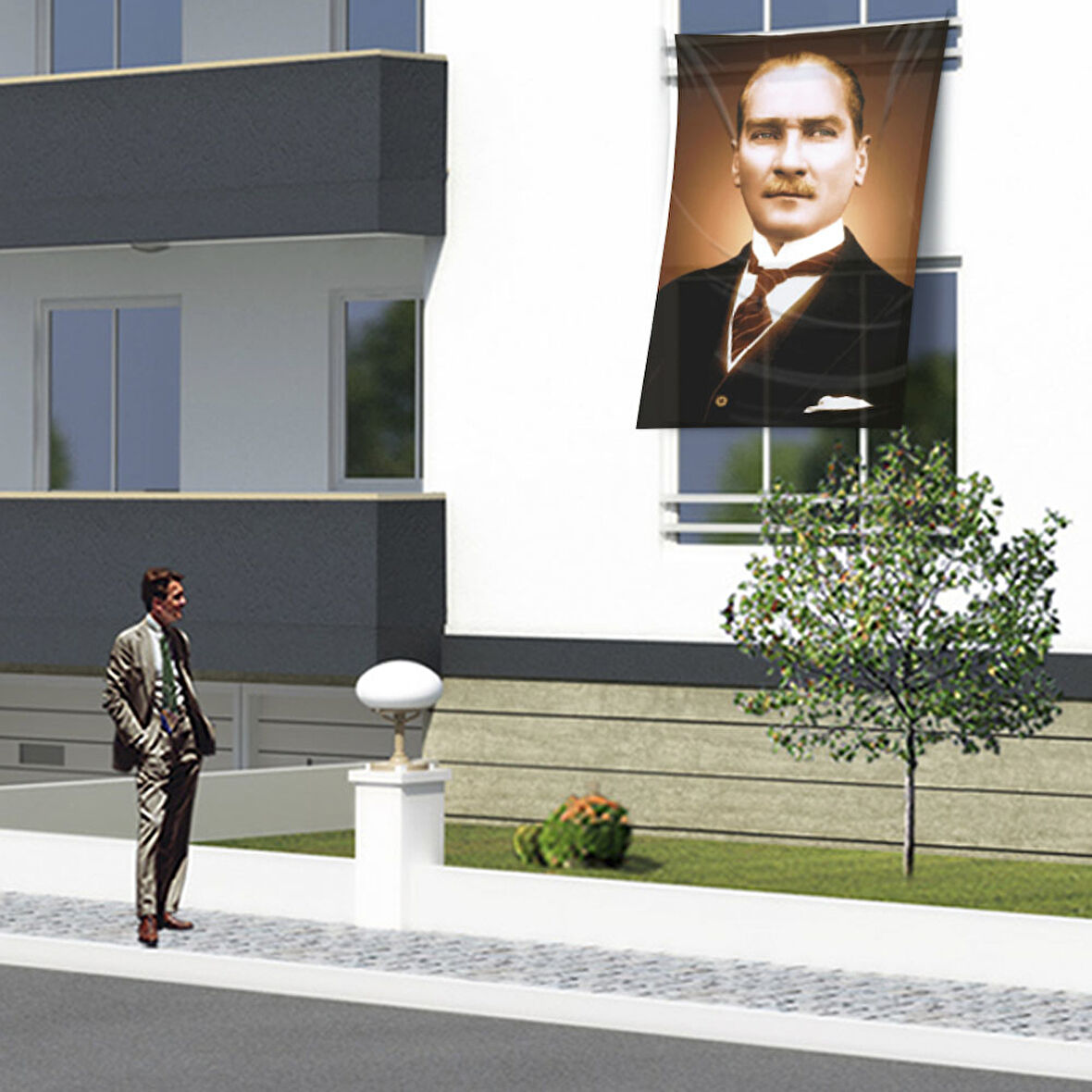 Takım Elbiseli Şık Gazi Mustafa Kemal Atatürk Portre - Poster Bayrak Ata22