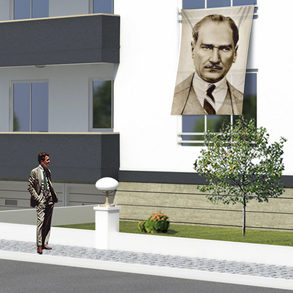 Sivil Mustafa Kemal Atatürk Poster Cephe Bayrağı Ata34