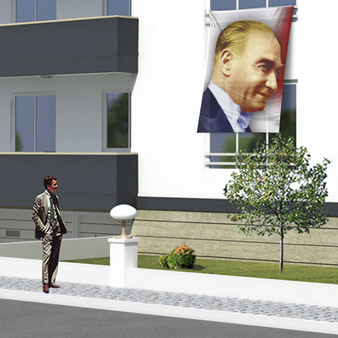 Mustafa Kemal Atatürk Yan Portre Poster Cephe Bayrağı Ata45