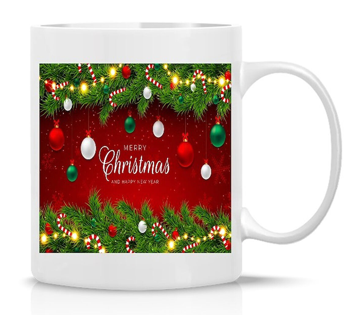 Kişiye Özel Yılbaşı Merry Christmas Noel Yeni Yıl Kulplu Baskılı Kupa Bardak