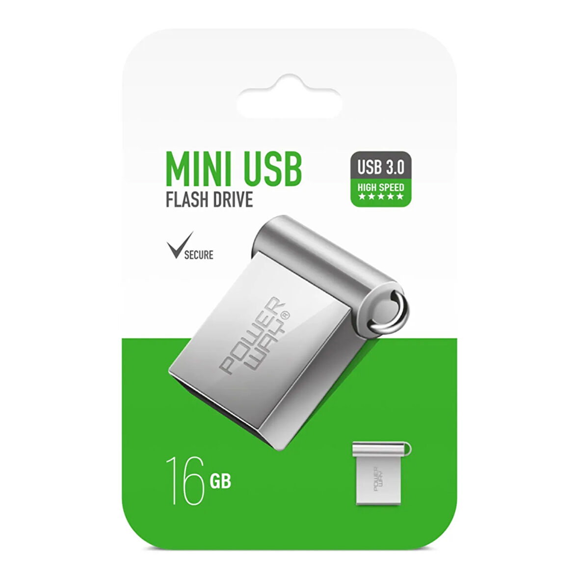 Powerway 16 GB USB 3.0 Metal Mini Flash Bellek Hafıza Saklama Alanı