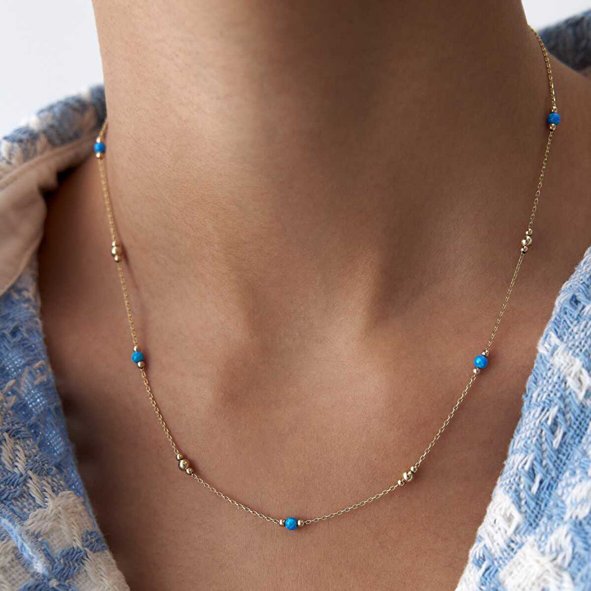 Mavi Opal Toplu Kolye