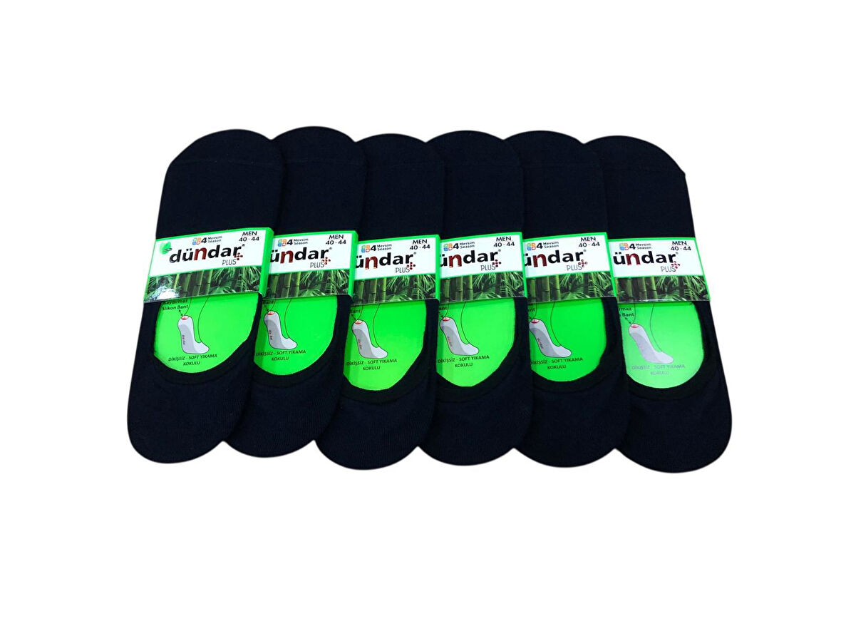 6 Lı Dündar Erkek Bambu Dikişsiz Koku Yapmayan Silikonlu Babet Çorap Plus 40-44 No